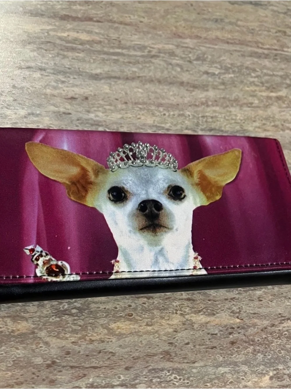 Chihuahua Dog Princess Tiara Trifold Wallet with Bling